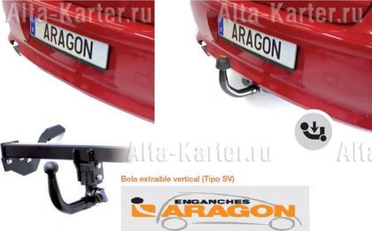 Фаркоп Aragon (быстросъемный крюк, вертикальное крепление) для Renault Megane III хэтчбек 3/5-дв. 2008-2021.. Артикул E5219CV