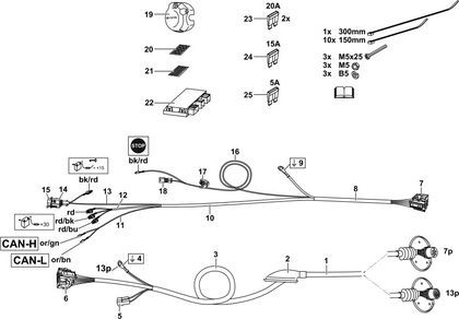 Штатная электрика фаркопа Westfalia (полный комплект) 13-полюсная для Audi A7 I до рестайлинга 2010-2014. Артикул 305385300113