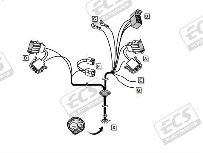 Штатная электрика фаркопа ECS (полный комплект) 7-полюсная для Volkswagen Sharan 2000-2010. Артикул VW011BB