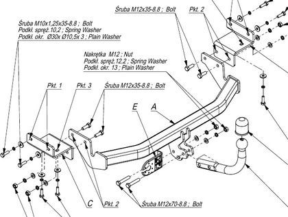 Фаркоп Imiola для Hyundai i30 II 2011-2017 хэтчбек 5 дверей. Артикул J.047