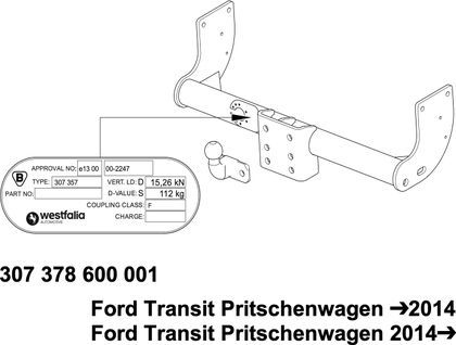 Фаркоп Westfalia для Ford Transit Шасси 2006-2014, 2014-2021. Фланцевое крепление. Артикул 307378600001