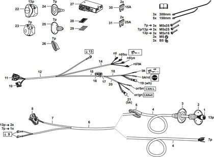 Штатная электрика фаркопа Westfalia (полный комплект) 7-полюсная для Audi Q7 II 2015-2021. Артикул 305437300107